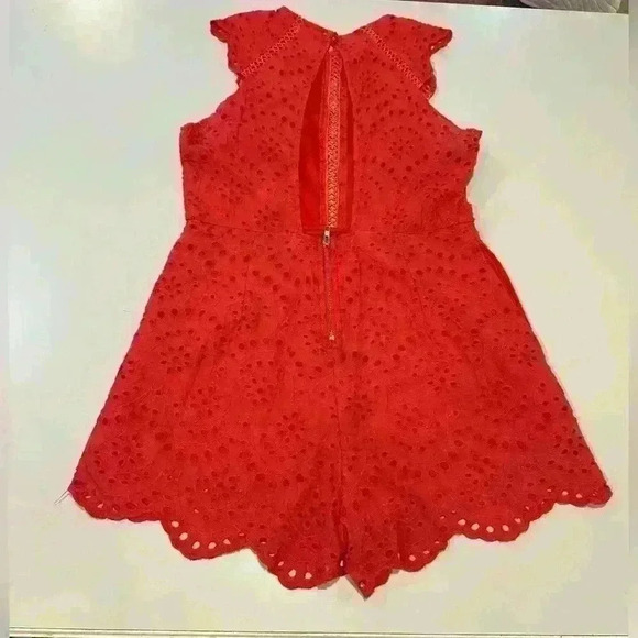 tea & cup Red Eyelet Romper Size Large - Picture 2 of 6